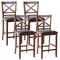Costway Set of 4 Bar Stools 25'' Counter Height Chairs w/ PU Leather Seat Walnut